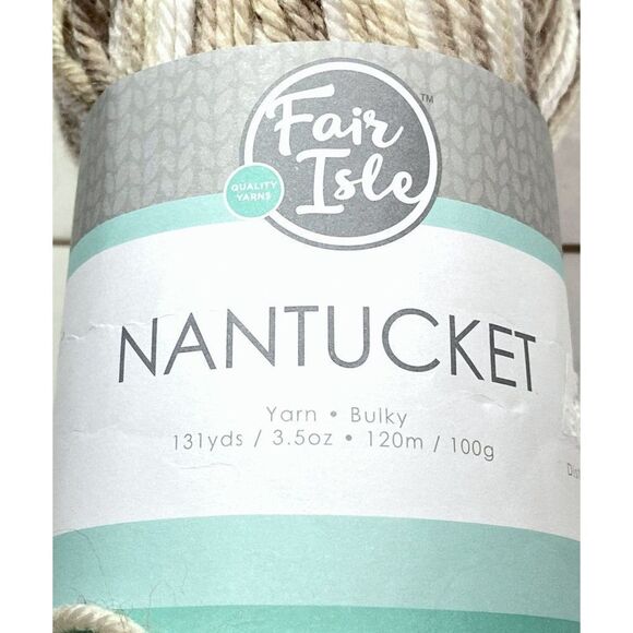 Fair Isle Nantucket Yarn 2 Sks Sandy Beach Neutral Acrylic & Super Wash Wool NE - Picture 3 of 5